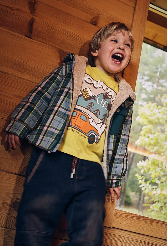 Camicione bambino a quadri di maglia