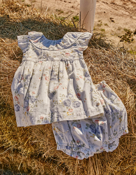 Abito + copri pannolino in cotone per neonata "floreale", multicolor