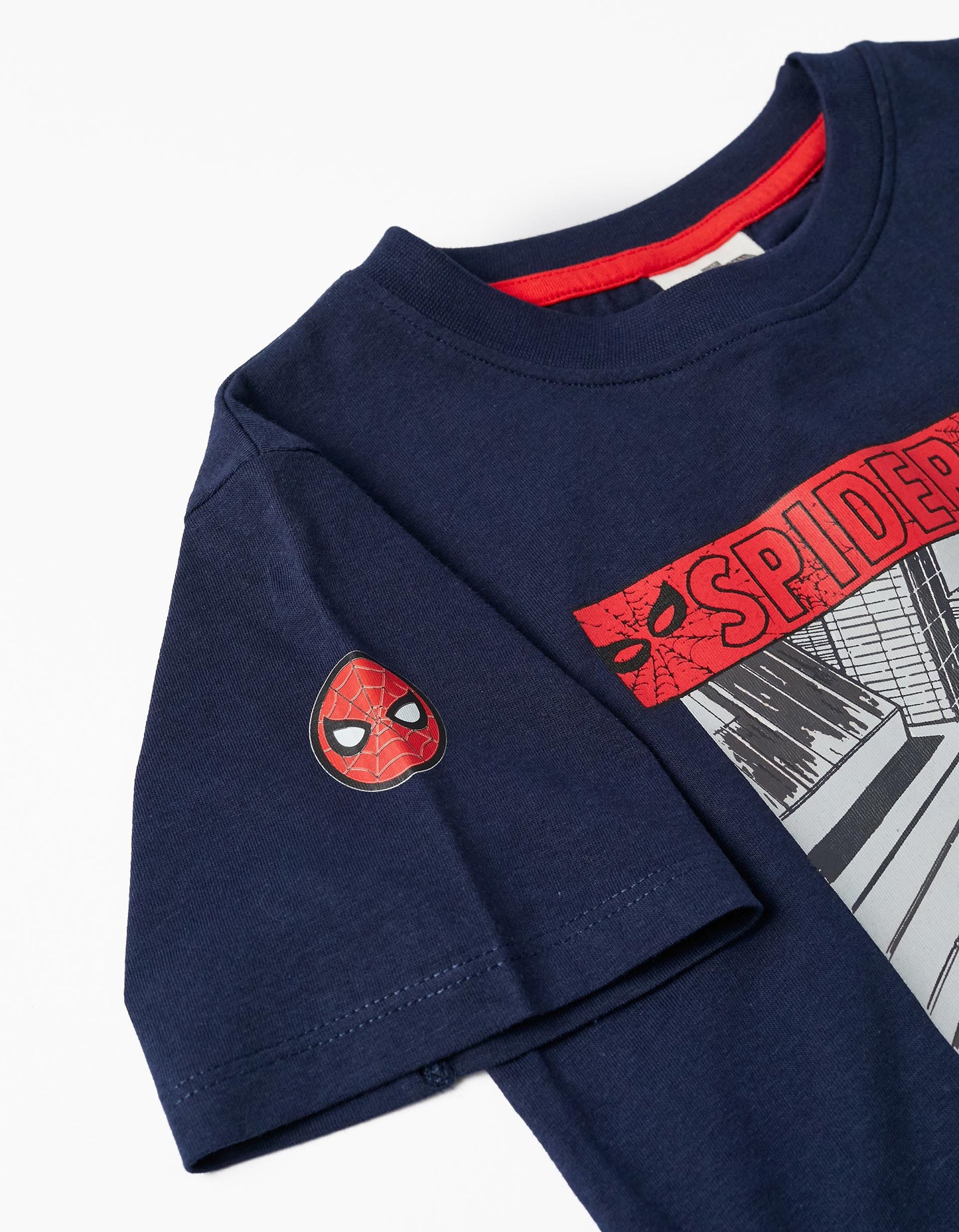 Maglietta in cotone per bambino Spiderman blu scuro