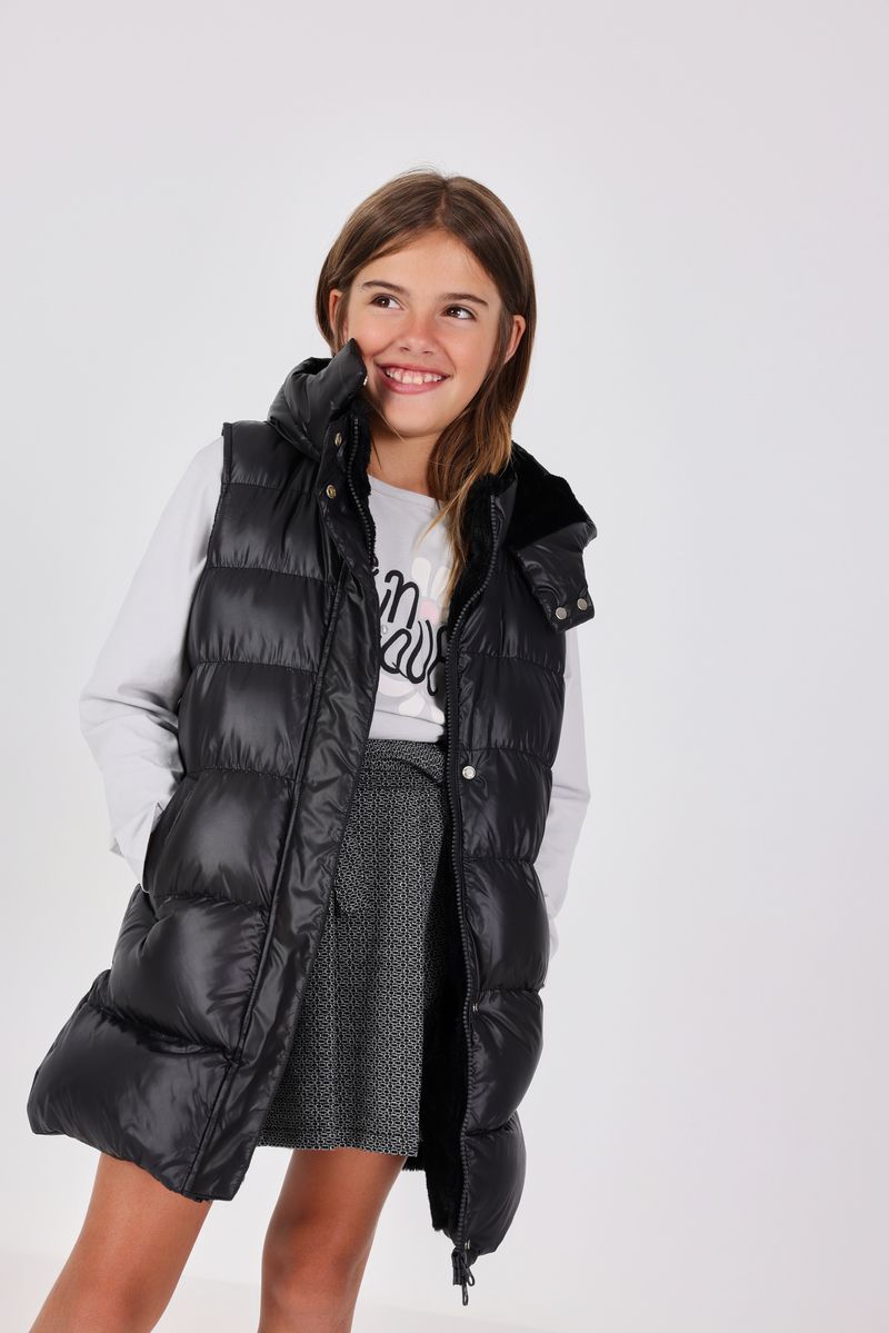 Gilet bambina tessuto tecnico nero