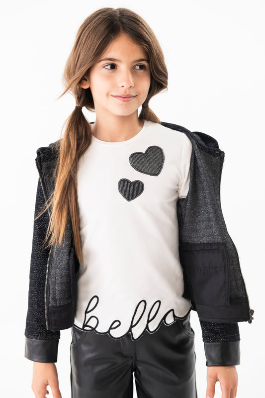 Maglietta a maglia "bella" da bambina, bianco