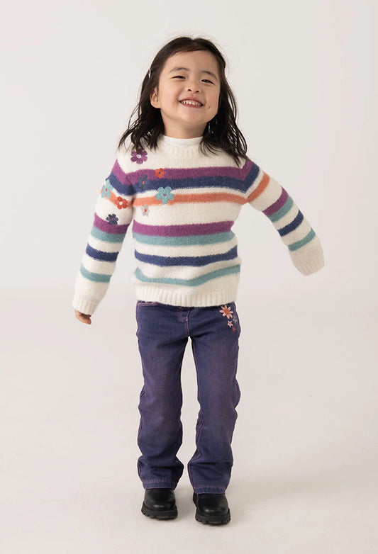 Maglione bambina bianco con fiori