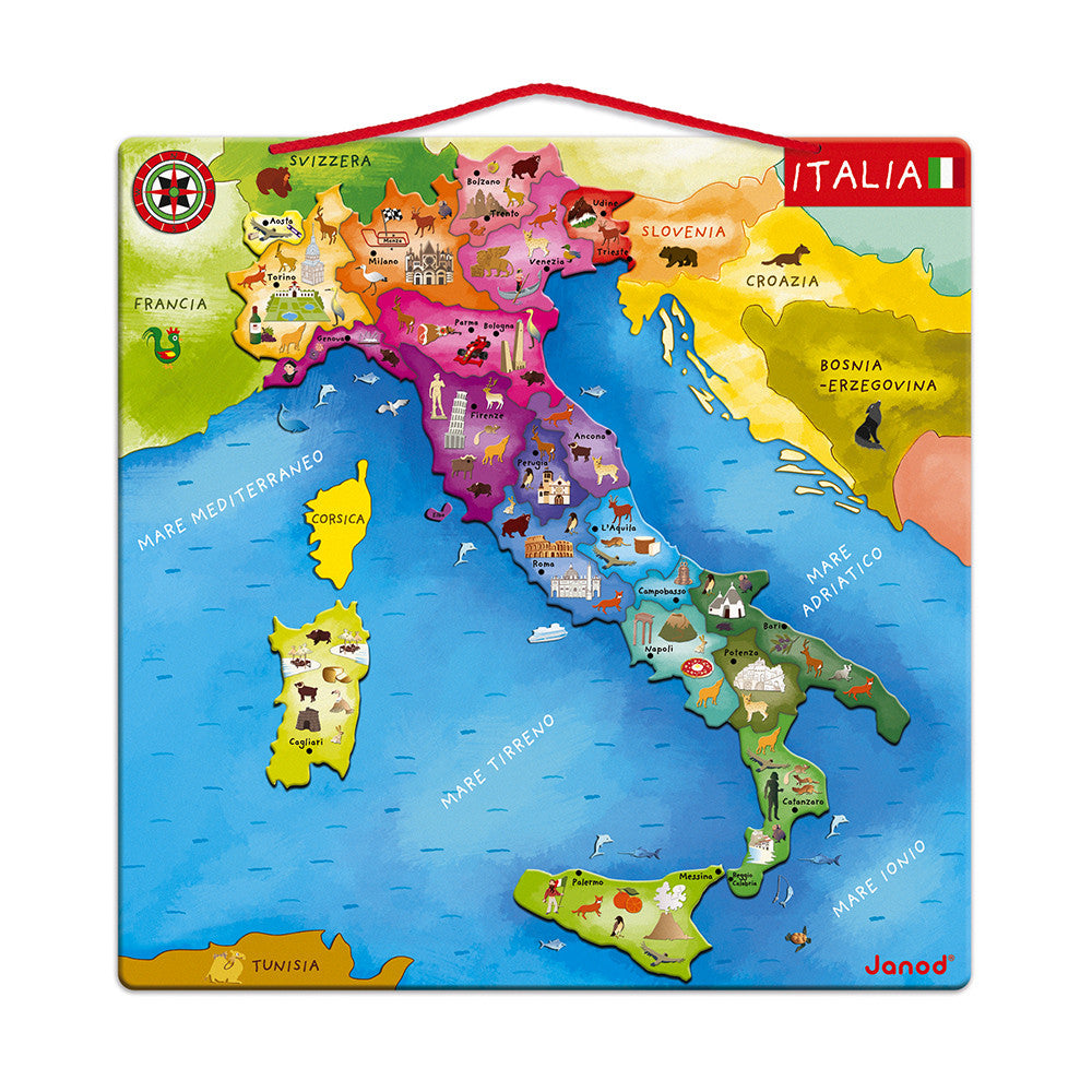 Mappa d'Italia Magnetica 20 pezzi (legno)