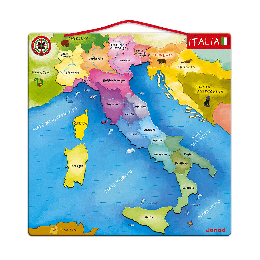 Mappa d'Italia Magnetica 20 pezzi (legno)