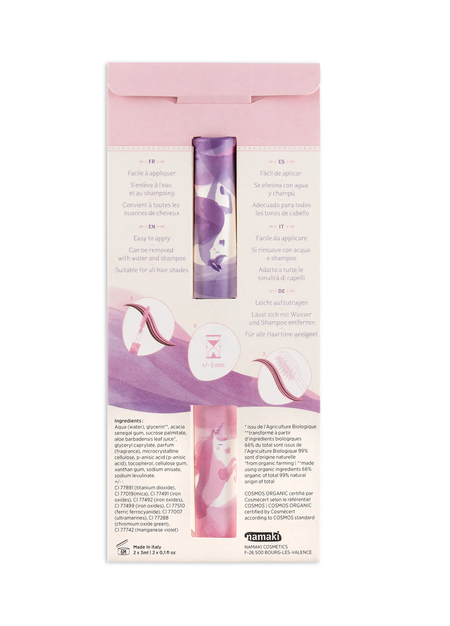 Mascara per capelli Doppio applicatore - Rosa - Viola