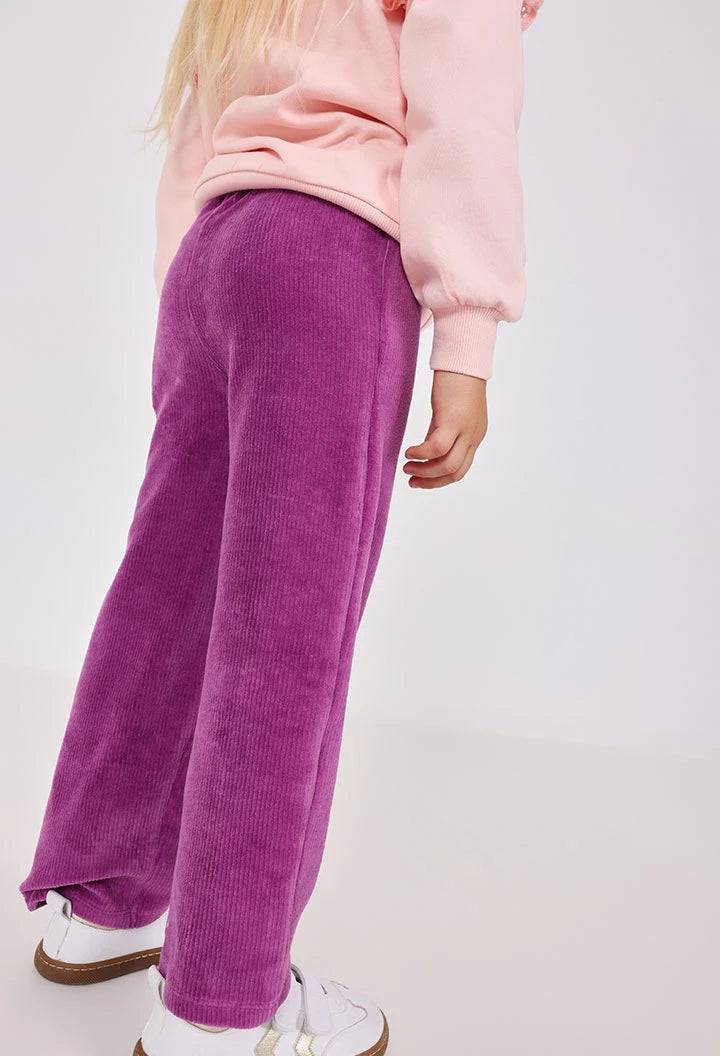 Pantaloni bambina velluto a coste lilla