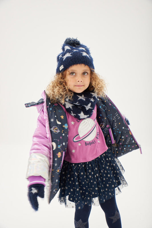 Parka reversibile double face tessuto tecnico bambina