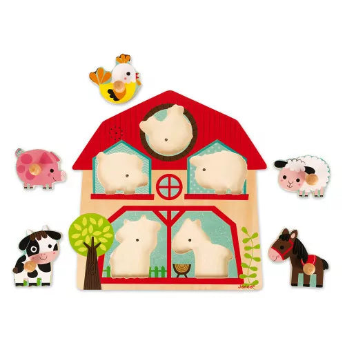 Puzzle musicale gli amici della fattoria - legno