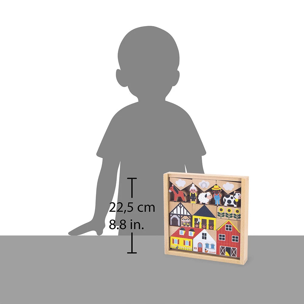 Set di 34 blocchi di legno Campagna - Cross Roads